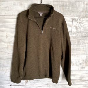 Eddie Bauer Men’s Green Fleece Zip-Up Pullover